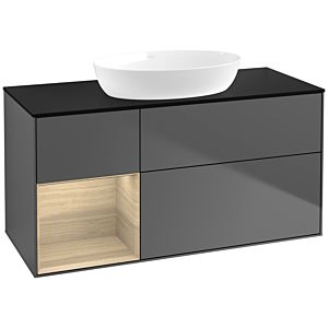 Villeroy et Boch Finion Villeroy et Boch FA62PCGK 120cm, plaque de recouvrement noir mat, étagères Oak Veneer , anthracite mat