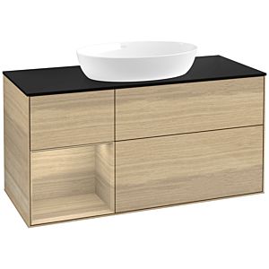 Villeroy und Boch Finion Waschtischunterschrank FA62PCPC 120cm, Abdeckplatte black matt, Regale Oak Veneer, Oak Veneer