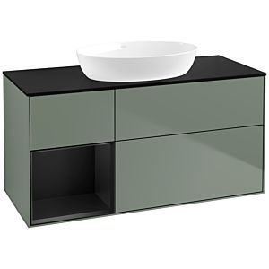 Villeroy und Boch Finion Waschtischunterschrank FA62PDGM 120cm, Abdeckplatte black matt, Regale Black matt lacquer, Olive Matt Lacquer