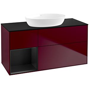 Villeroy et Boch Finion Villeroy et Boch FA62PDHB 120cm, plaque de recouvrement noir mat, étagères laqué noir mat, Peony Matt