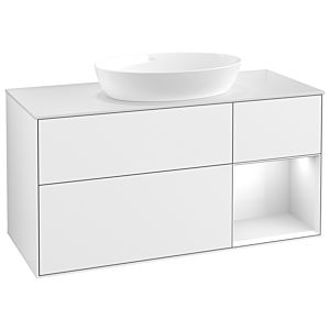 Villeroy und Boch Finion Waschtischunterschrank FA71GFGF 120cm, Abdeckplatte white matt, Regale Glossy white lacquer, Glossy white lacquer