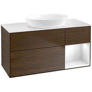 Villeroy and Boch Finion Villeroy and Boch Finion FA71GFGN 120cm, cover plate white matt, shelves Glossy white lacquer, walnut veneer
