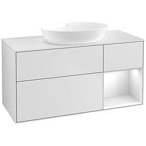 Villeroy und Boch Finion Waschtischunterschrank FA71GFMT 120cm, Abdeckplatte white matt, Regale Glossy white lacquer, White matt lacquer