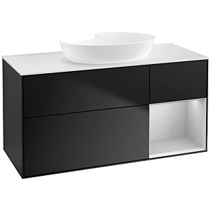 Villeroy und Boch Finion Waschtischunterschrank FA71GJPD 120cm, Abdeckplatte white matt, Regale Light grey matt lacquer, Black matt lacquer
