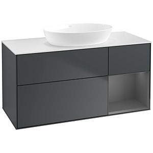 Villeroy et Boch Finion Villeroy et Boch FA71GKHG 120cm, plaque de recouvrement blanc mat, étagères laqué mat anthracite, Midnight Blue Matt Lacquer