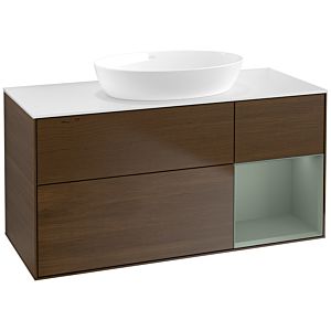 Villeroy and Boch Finion Villeroy and Boch Finion FA71GMGN 120cm, cover plate white matt, shelves olive matt lacquer, walnut veneer