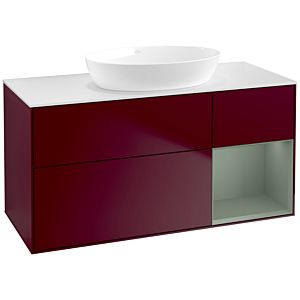 Villeroy et Boch Finion Villeroy et Boch FA71GMHB 120cm, plaque de recouvrement blanc mat, étagères laqué olive mat, Peony Matt