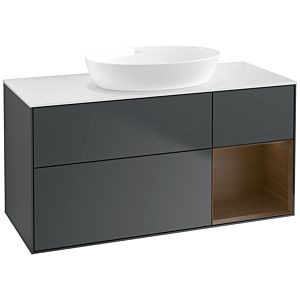 Villeroy et Boch Finion Villeroy et Boch FA71GNHG 120cm, plaque de recouvrement blanc mat, étagères Walnut Veneer , Midnight Blue Matt Lacquer