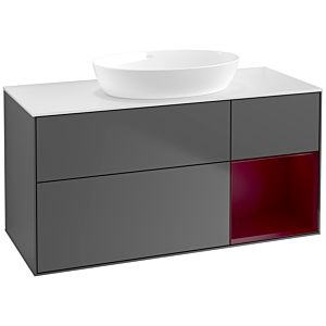 Villeroy et Boch Finion Villeroy et Boch FA71HBGK 120cm, plaque de recouvrement blanc mat, étagères Peony laqué mat, anthracite mat