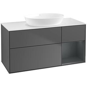 Villeroy und Boch Finion Waschtischunterschrank FA71HGGK 120cm, Abdeckplatte white matt, Regale Midnight matt lacquer, Anthracite matt