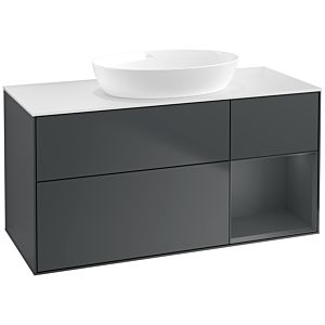 Villeroy und Boch Finion Waschtischunterschrank FA71HGHG 120cm, Abdeckplatte white matt, Regale Midnight matt lacquer, Midnight Blue Matt Lacquer