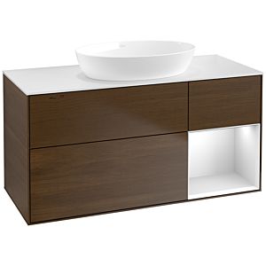 Villeroy and Boch Finion Villeroy and Boch Finion FA71MTGN 120cm, cover plate white matt, shelves white matt lacquer, walnut veneer
