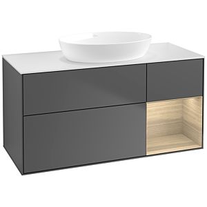 Villeroy et Boch Finion Villeroy et Boch FA71PCGK 120cm, plaque de recouvrement blanc mat, étagères Oak Veneer , anthracite mat