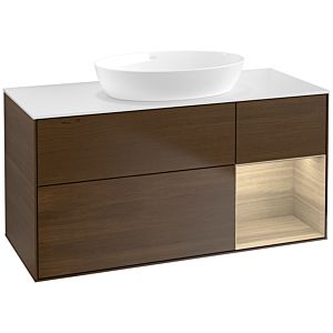 Villeroy et Boch Finion Villeroy et Boch FA71PCGN 120cm, plaque de recouvrement blanc mat, étagères Oak Veneer , placage Oak Veneer