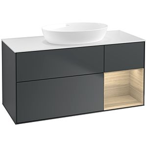 Villeroy et Boch Finion Villeroy et Boch FA71PCHG 120cm, plaque de recouvrement blanc mat, étagères Oak Veneer , Midnight Blue Matt Lacquer