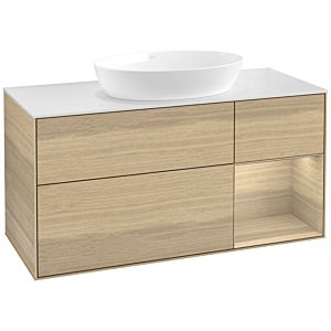 Villeroy et Boch Finion Villeroy et Boch FA71PCPC 120cm, plaque de recouvrement blanc mat, étagères Oak Veneer , Oak Veneer
