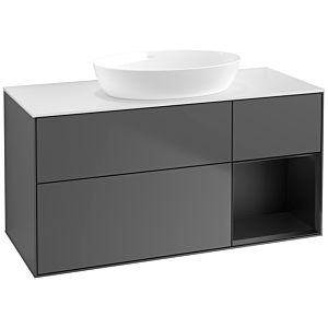 Villeroy and Boch Finion Villeroy and Boch Finion FA71PDGK 120cm, cover plate white matt, shelves black matt lacquer, anthracite matt