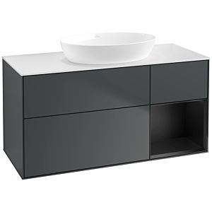 Villeroy und Boch Finion Waschtischunterschrank FA71PDHG 120cm, Abdeckplatte white matt, Regale Black matt lacquer, Midnight Blue Matt Lacquer