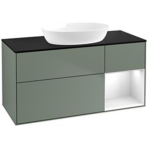 Villeroy and Boch Finion Villeroy and Boch Finion FA72GFGM 120cm, cover plate black matt, shelves Glossy white lacquer, Olive Matt Lacquer