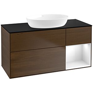 Villeroy and Boch Finion Villeroy and Boch Finion FA72GFGN 120cm, cover plate black matt, shelves Glossy white lacquer, walnut veneer