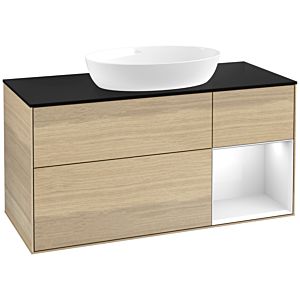 Villeroy and Boch Finion Villeroy and Boch Finion FA72GFPC 120cm, cover plate black matt, shelves Glossy white lacquer, Oak Veneer