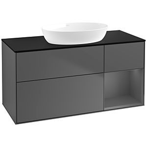 Villeroy et Boch Finion Villeroy et Boch FA72GKGK 120cm, plaque de recouvrement noir mat, étagères laqué anthracite mat, anthracite mat