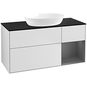 Villeroy und Boch Finion Waschtischunterschrank FA72GKMT 120cm, Abdeckplatte black matt, Regale Anthracite matt lacquer, White matt lacquer