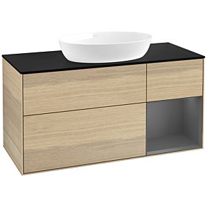 Villeroy et Boch Finion Villeroy et Boch FA72GKPC 120cm, plaque de recouvrement noir mat, étagères anthracite laqué mat, Oak Veneer