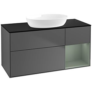 Villeroy and Boch Finion Villeroy and Boch Finion FA72GMGK 120cm, cover plate black matt, shelves olive matt lacquer, anthracite matt