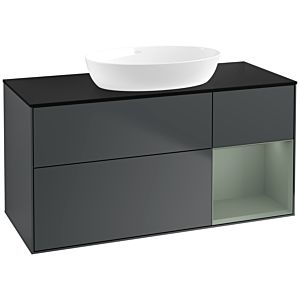 Villeroy und Boch Finion Waschtischunterschrank FA72GMHG 120cm, Abdeckplatte black matt, Regale Olive matt lacquer, Midnight Blue Matt Lacquer