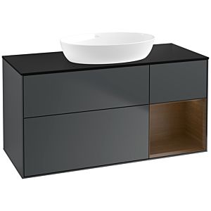 Villeroy et Boch Finion Villeroy et Boch FA72GNHG 120cm, plaque de recouvrement noir mat, étagères Walnut Veneer , Midnight Blue Matt Lacquer