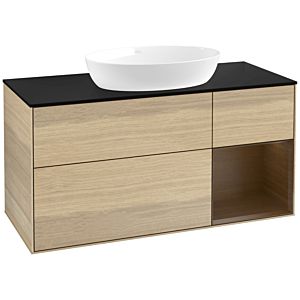 Villeroy et Boch Finion Villeroy et Boch FA72GNPC 120cm, plaque de recouvrement noir mat, étagères Walnut Veneer , Oak Veneer