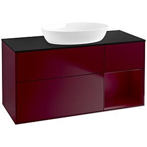 Villeroy et Boch Finion Villeroy et Boch FA72HBHB 120cm, plaque de recouvrement noire mate, étagères en laque matte Peony , Peony Matt