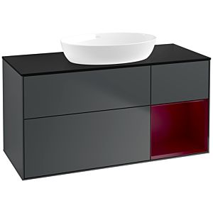 Villeroy et Boch Finion Villeroy et Boch FA72HBHG 120cm, plaque de recouvrement noir mat, étagères Peony laqué mat, Midnight Blue Matt Lacquer