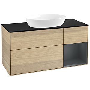 Villeroy and Boch Finion Villeroy and Boch Finion FA72HGPC 120cm, cover plate black matt, shelves midnight matt lacquer, Oak Veneer