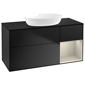 Villeroy und Boch Finion Waschtischunterschrank FA72HHPD 120cm, Abdeckplatte black matt, Regale sand matt lacquer, Black matt lacquer