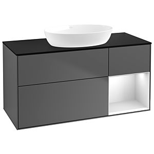 Villeroy and Boch Finion Villeroy and Boch Finion FA72MTGK 120cm, cover plate black matt, shelves white matt lacquer, anthracite matt