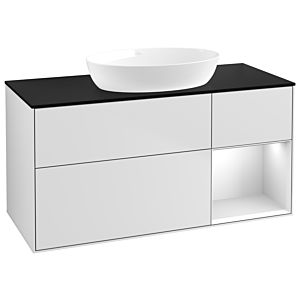 Villeroy und Boch Finion Waschtischunterschrank FA72MTMT 120cm, Abdeckplatte black matt, Regale White matt lacquer, White matt lacquer