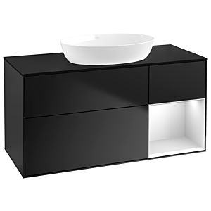 Villeroy und Boch Finion Waschtischunterschrank FA72MTPD 120cm, Abdeckplatte black matt, Regale White matt lacquer, Black matt lacquer
