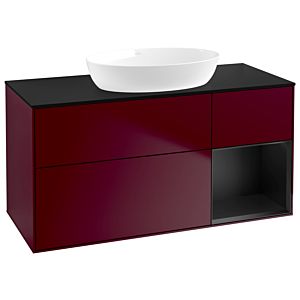 Villeroy und Boch Finion Waschtischunterschrank FA72PDHB 120cm, Abdeckplatte black matt, Regale Black matt lacquer, Peony Matt