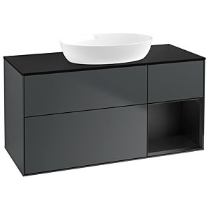Villeroy et Boch Finion Villeroy et Boch FA72PDHG 120cm, plaque de recouvrement noir mat, étagères laqué noir mat, Midnight Blue Matt Lacquer