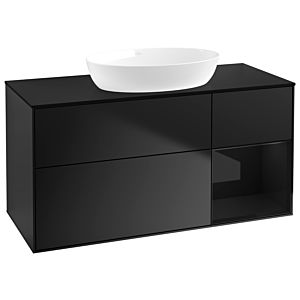 Villeroy und Boch Finion Waschtischunterschrank FA72PHPD 120cm, Abdeckplatte black matt, Regale Glossy black lacquer, Black matt lacquer