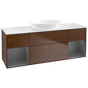 Villeroy and Boch Finion Villeroy and Boch Finion FD01GKGN 120cm, cover plate white matt, shelves anthracite matt lacquer, walnut veneer