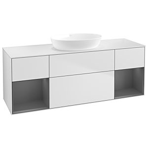 Villeroy und Boch Finion Waschtischunterschrank FD01GKMT 120cm, Abdeckplatte white matt, Regale Anthracite matt lacquer, White matt lacquer