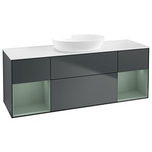 Villeroy et Boch Finion Villeroy et Boch FD01GMHG 120cm, plaque de recouvrement blanc mat, étagères laqué mat olive, Midnight Blue Matt Lacquer