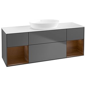 Villeroy et Boch Finion Villeroy et Boch FD01GNGK 120cm, plaque de recouvrement blanc mat, étagères Walnut Veneer , anthracite mat