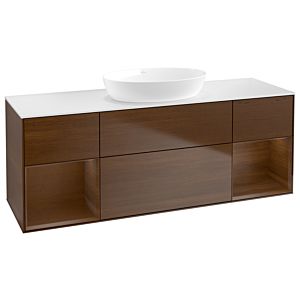 Villeroy und Boch Finion Waschtischunterschrank FD01GNGN 120cm, Abdeckplatte white matt, Regale Walnut Veneer, Walnut veneer