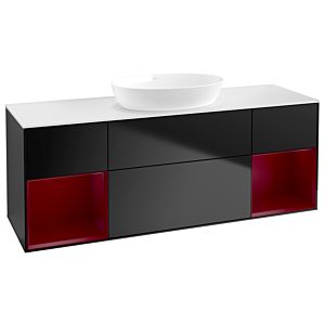 Villeroy et Boch Finion Villeroy et Boch FD01HBPD 120cm, plaque de recouvrement blanc mat, étagères en laque matte Peony , laqué noir mat