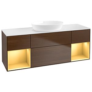 Villeroy and Boch Finion Villeroy and Boch Finion FD01HFGN 120cm, cover plate white matt, shelves gold matt lacquer, walnut veneer