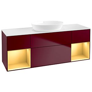 Villeroy und Boch Finion Waschtischunterschrank FD01HFHB 120cm, Abdeckplatte white matt, Regale Gold matt lacquer, Peony Matt